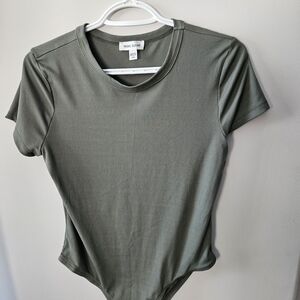 Rebel Sugar Olive Green Ribbed Top